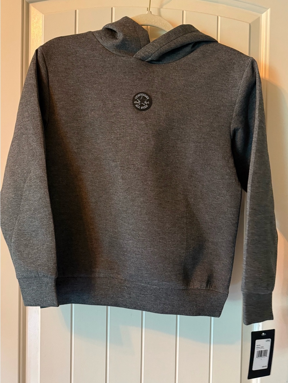 Converse Kid's Dark Charcoal Gray Pullover Hoodie with Chest Logo NWT